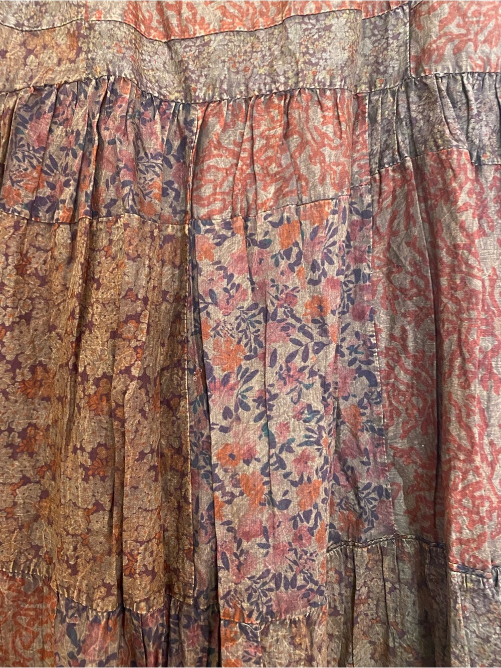 EARTHBOUND Orange and Brown Floral Tiered Maxi Skirt - Picture 4 of 8